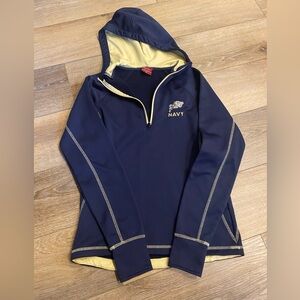 Colosseum USNA Women’s 1/4 Zip Long Sleeve fleece lined Pullover hooded NAVY